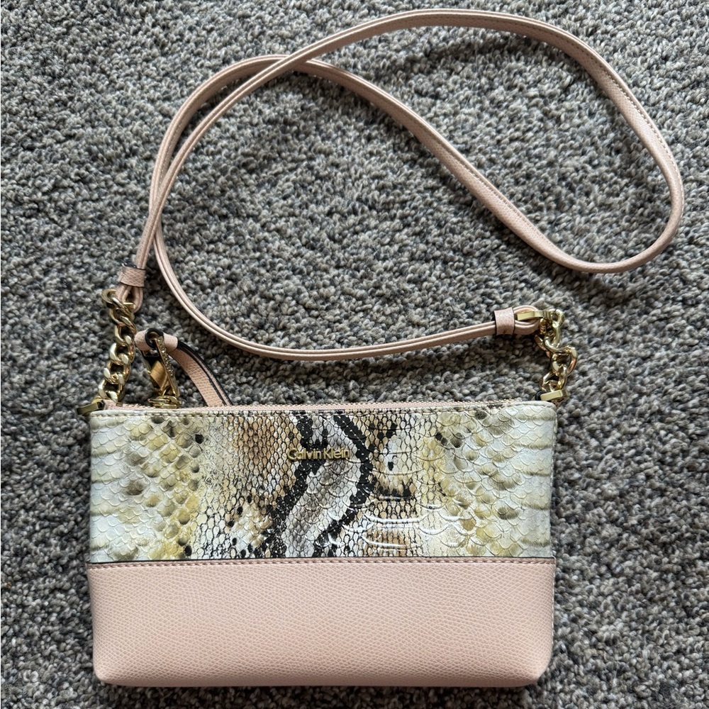 EUC Calvin Klein Snakeskin Crossbody Purse